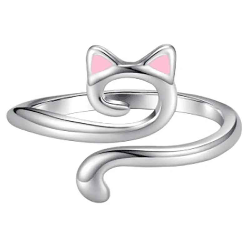 Adjustable Size Yarn Ring Cat Ears Crochet Ring Beginner Knitting Crocheting Loop Thread Wrapped Rings Tension Regulator Tool