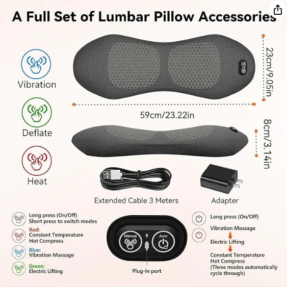 Smooth Spine Triple Fusion Back Massager with USB Cable, Heated & Vibration &Traction Back Massager for Pain Relief Deep Tissue