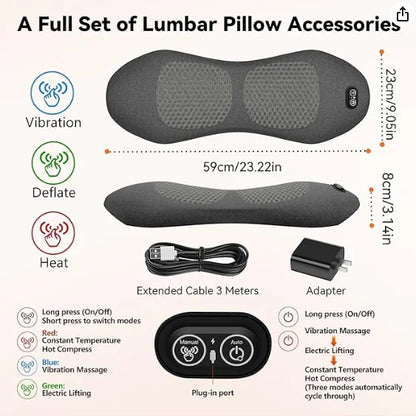 Smooth Spine Triple Fusion Back Massager with USB Cable, Heated & Vibration &Traction Back Massager for Pain Relief Deep Tissue