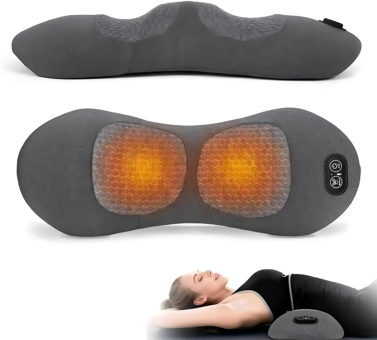 Smooth Spine Triple Fusion Back Massager with USB Cable, Heated & Vibration &Traction Back Massager for Pain Relief Deep Tissue