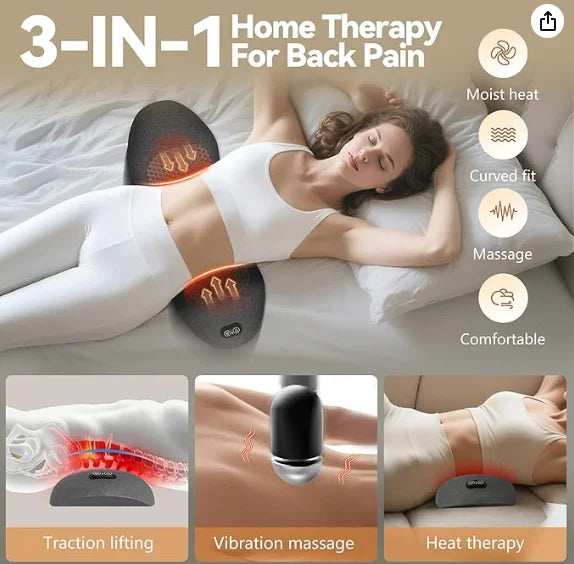 Smooth Spine Triple Fusion Back Massager with USB Cable, Heated & Vibration &Traction Back Massager for Pain Relief Deep Tissue
